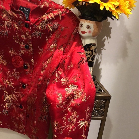 Gorgeous orienal themed, festive top.  Dress up holiday look    MSK holiday L. - Picture 4 of 4